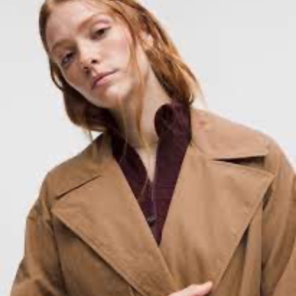 LULULEMON CLASSIC FIT TRENCH COAT CAMEL BROWN LARGE NWT - Picture 4 of 12